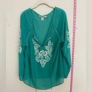 Lovestitch Teal Embroidered Blouse